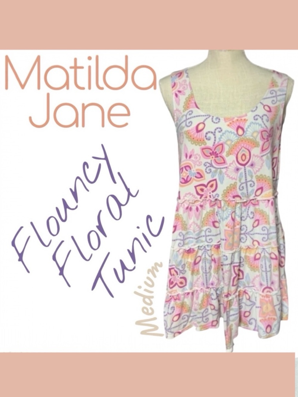 Matilda Jane Pink and Blue Floral Back Tie Tunic